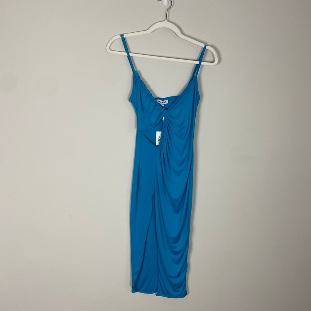 Public Desire Cutout Midi Dress Ruched Womens 8 Blue Sexy Rave Festival Date